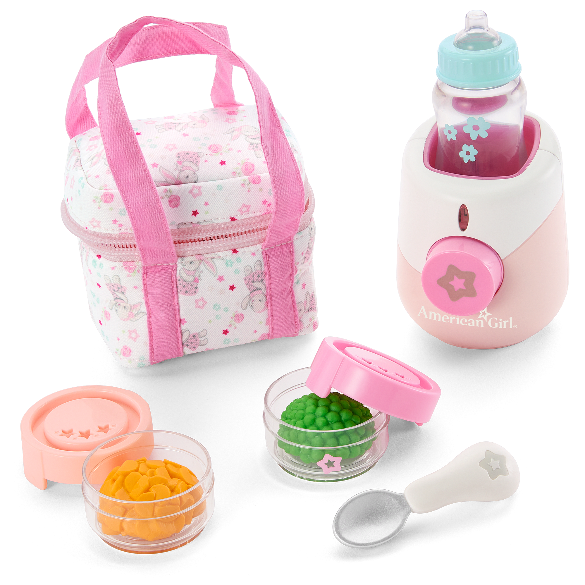 American Girl Doll Bitty Baby Accessories Toys Rattle Blanket Bag hot Bottle