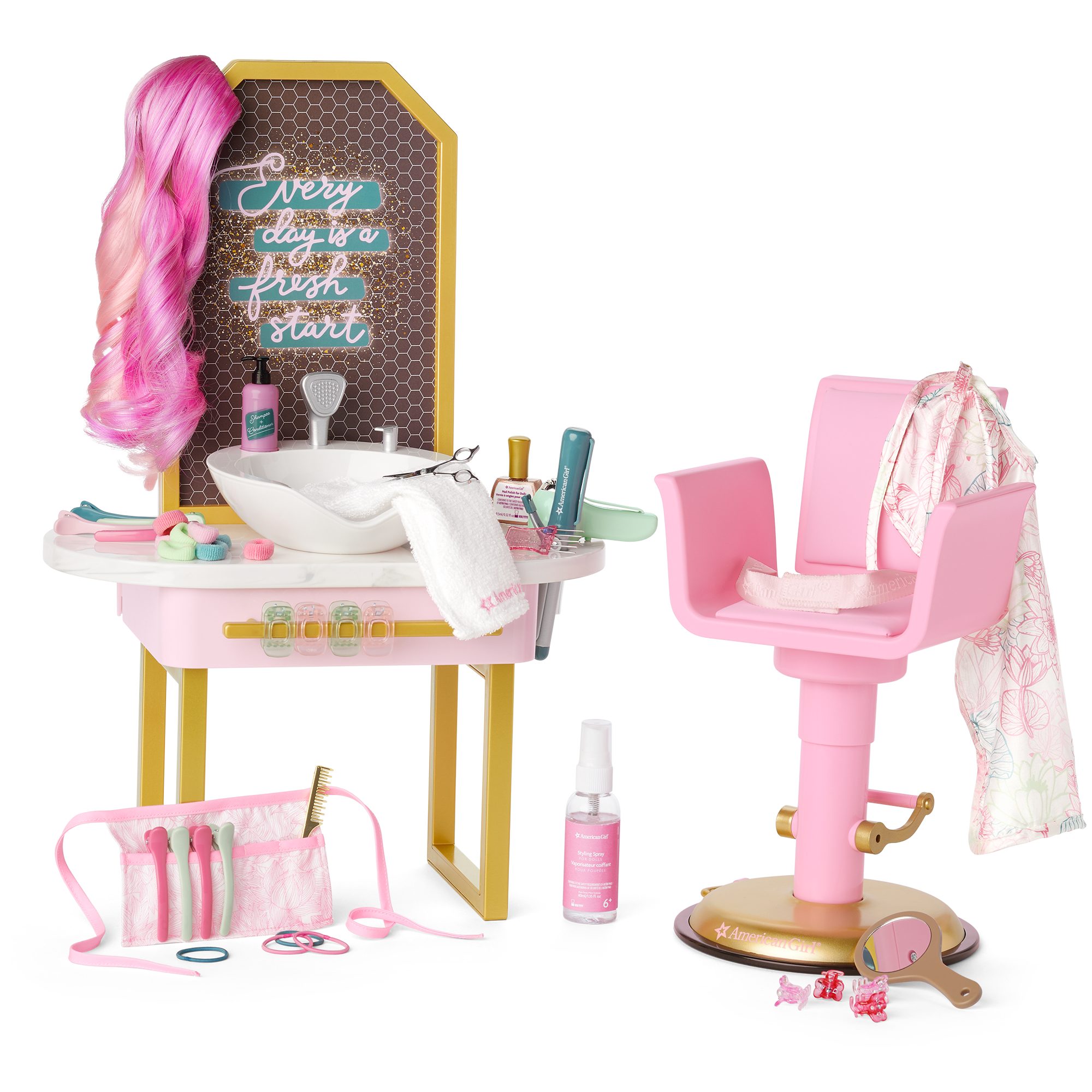 Online AmericanGirl Salon Center, Hair Washing Chair and Spa Outfits