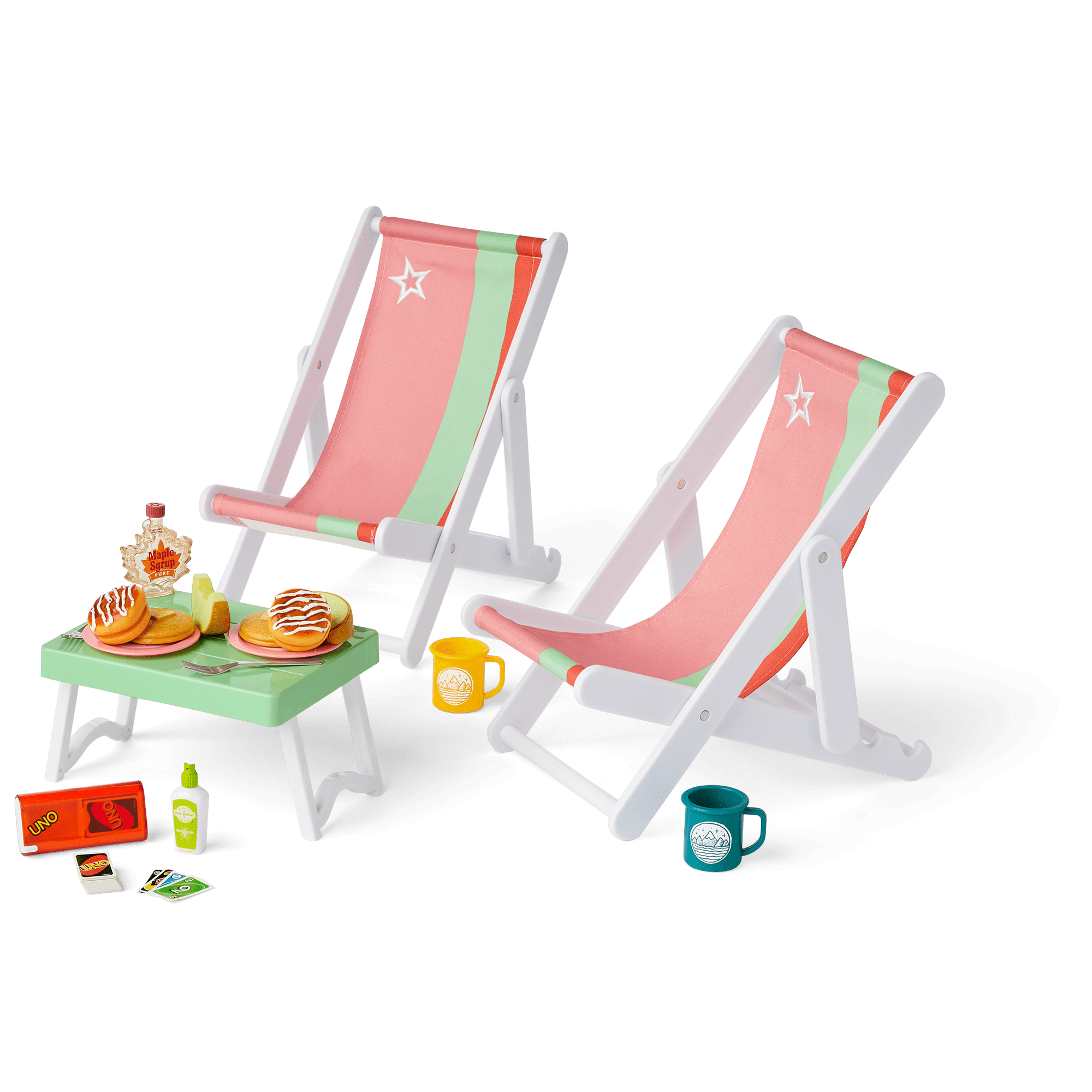 Get Outside Camp Table Chairs Set for 18 inch Dolls American Girl