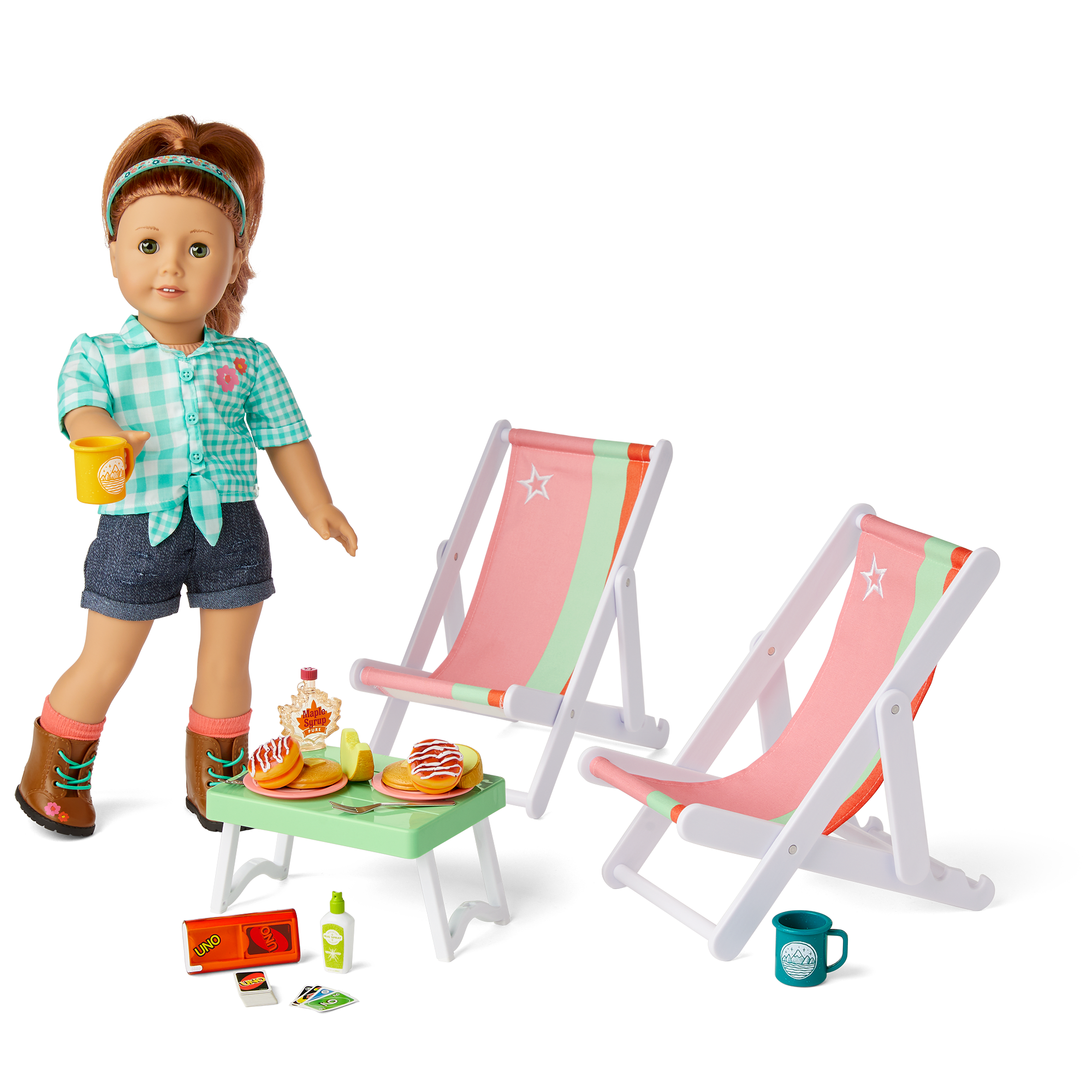 Get Outside Camp Table Chairs Set for 18 inch Dolls American Girl